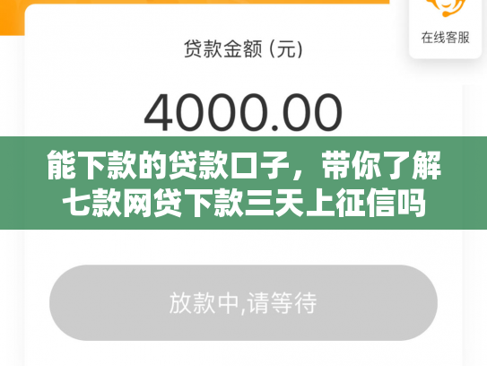 能下款的贷款口子，带你了解七款网贷下款三天上征信吗