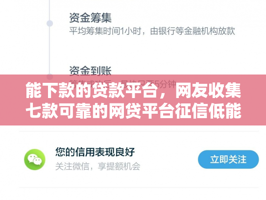 能下款的贷款平台，网友收集七款可靠的网贷平台征信低能下款吗