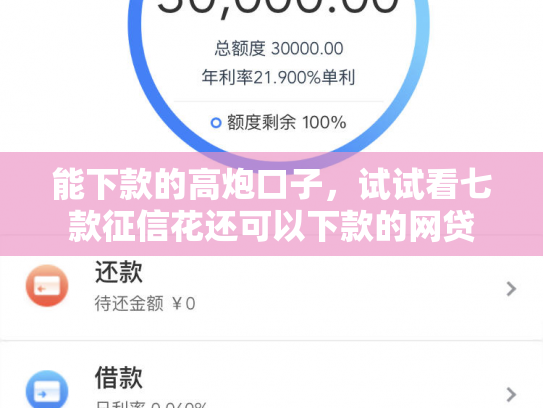 能下款的高炮口子，试试看七款征信花还可以下款的网贷