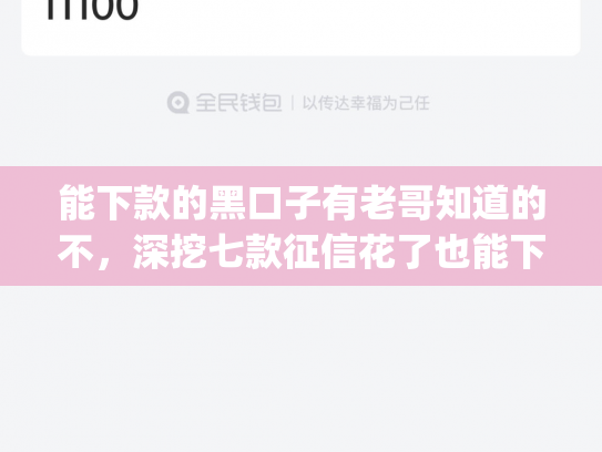能下款的黑口子有老哥知道的不，深挖七款征信花了也能下款的网贷app