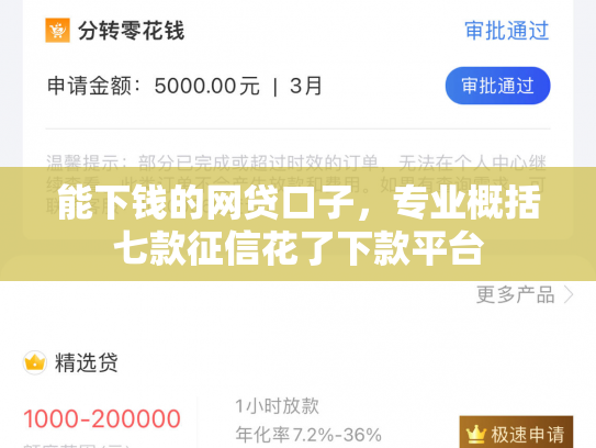 能下钱的网贷口子，专业概括七款征信花了下款平台