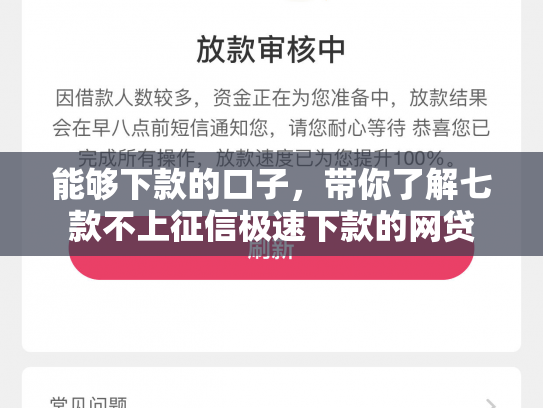 能够下款的口子，带你了解七款不上征信极速下款的网贷