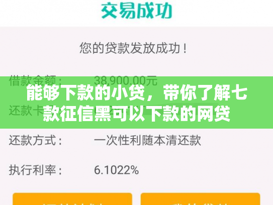 能够下款的小贷，带你了解七款征信黑可以下款的网贷