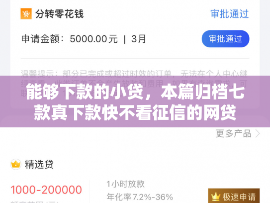 能够下款的小贷，本篇归档七款真下款快不看征信的网贷