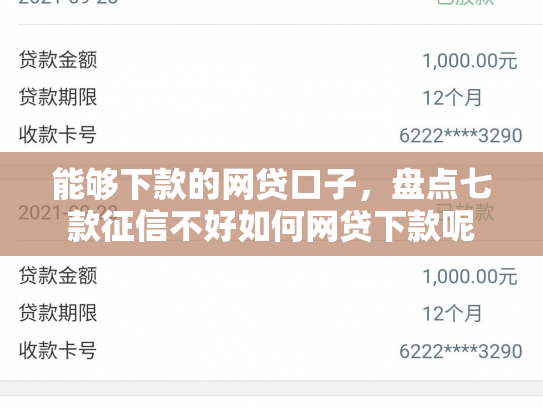 能够下款的网贷口子，盘点七款征信不好如何网贷下款呢
