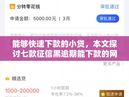 能够快速下款的小贷，本文探讨七款征信黑逾期能下款的网贷