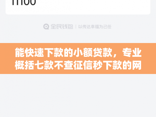 能快速下款的小额贷款，专业概括七款不查征信秒下款的网贷app
