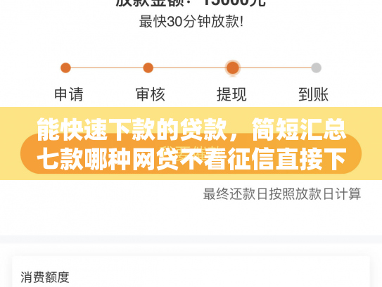 能快速下款的贷款，简短汇总七款哪种网贷不看征信直接下款