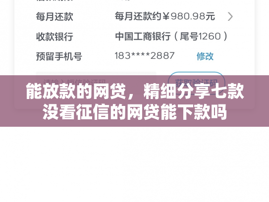 能放款的网贷，精细分享七款没看征信的网贷能下款吗