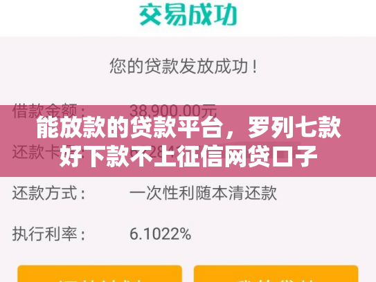 能放款的贷款平台，罗列七款好下款不上征信网贷口子