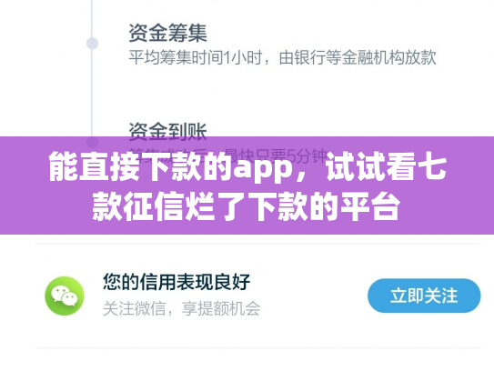 能直接下款的app，试试看七款征信烂了下款的平台