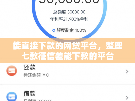 能直接下款的网贷平台，整理七款征信差能下款的平台