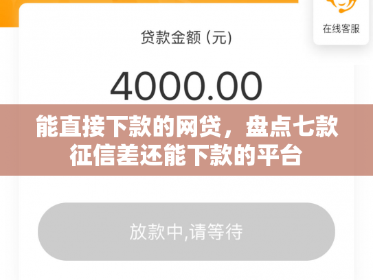 能直接下款的网贷，盘点七款征信差还能下款的平台