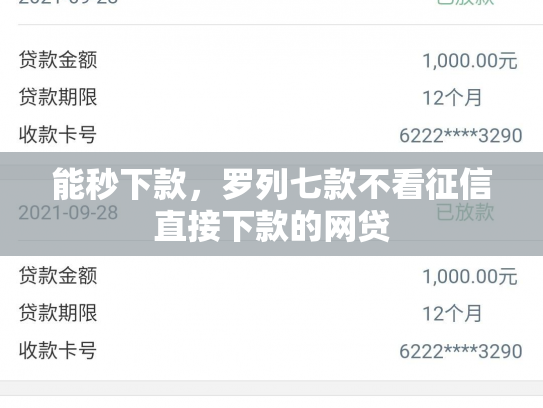 能秒下款，罗列七款不看征信直接下款的网贷