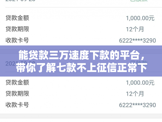 能贷款三万速度下款的平台，带你了解七款不上征信正常下款的网贷