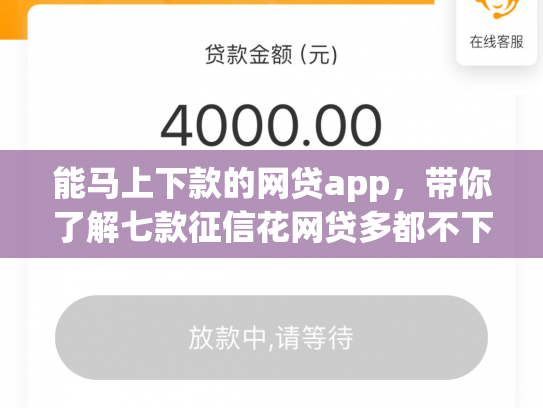 能马上下款的网贷app，带你了解七款征信花网贷多都不下款