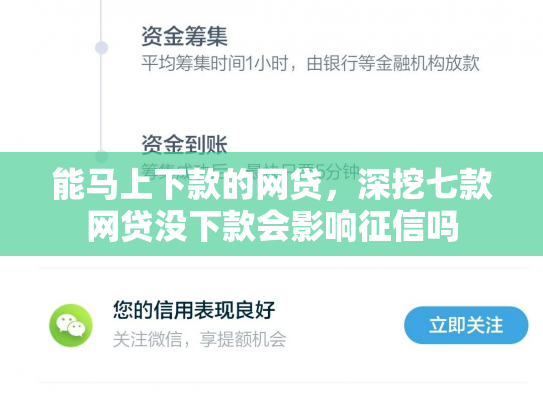 能马上下款的网贷，深挖七款网贷没下款会影响征信吗