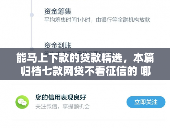 能马上下款的贷款精选，本篇归档七款网贷不看征信的 哪个能下款