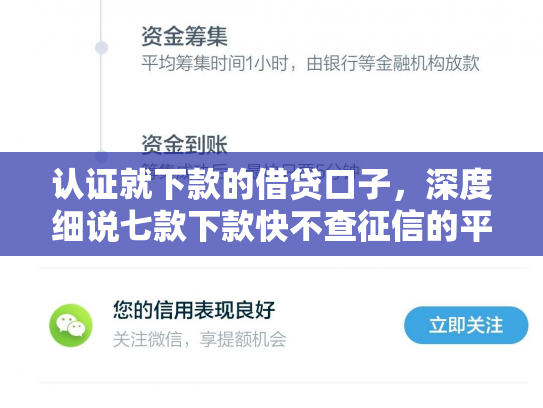 认证就下款的借贷口子，深度细说七款下款快不查征信的平台