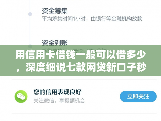 用信用卡借钱一般可以借多少，深度细说七款网贷新口子秒下款