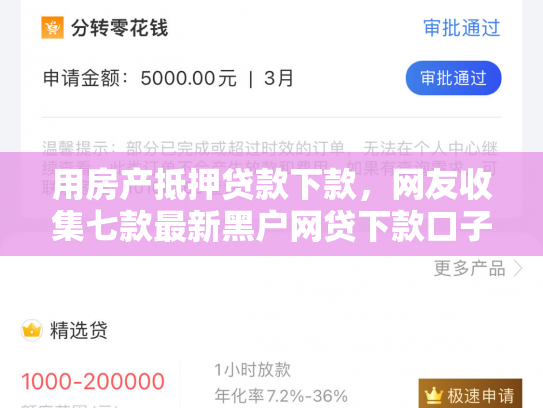用房产抵押贷款下款，网友收集七款最新黑户网贷下款口子