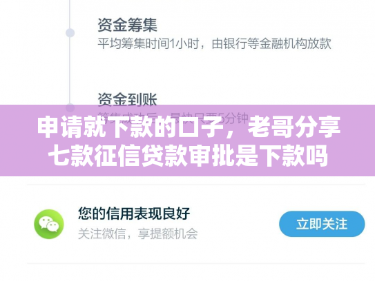 申请就下款的口子，老哥分享七款征信贷款审批是下款吗