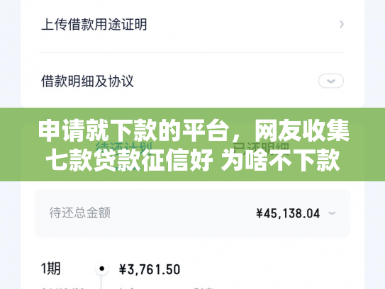 申请就下款的平台，网友收集七款贷款征信好 为啥不下款