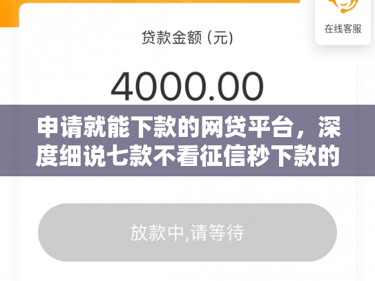 申请就能下款的网贷平台，深度细说七款不看征信秒下款的贷款