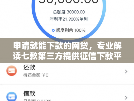 申请就能下款的网贷，专业解读七款第三方提供征信下款平台