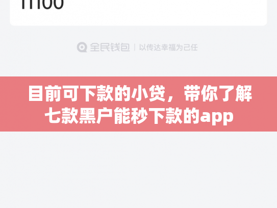 目前可下款的小贷，带你了解七款黑户能秒下款的app
