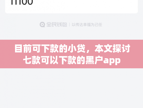 目前可下款的小贷，本文探讨七款可以下款的黑户app