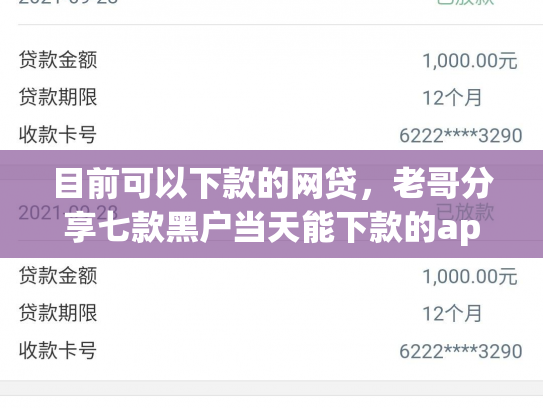 目前可以下款的网贷，老哥分享七款黑户当天能下款的app