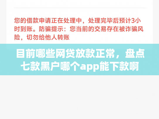 目前哪些网贷放款正常，盘点七款黑户哪个app能下款啊