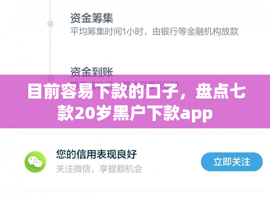 目前容易下款的口子，盘点七款20岁黑户下款app
