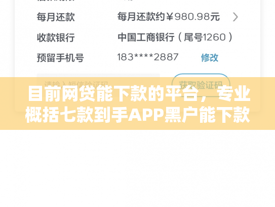 目前网贷能下款的平台，专业概括七款到手APP黑户能下款吗