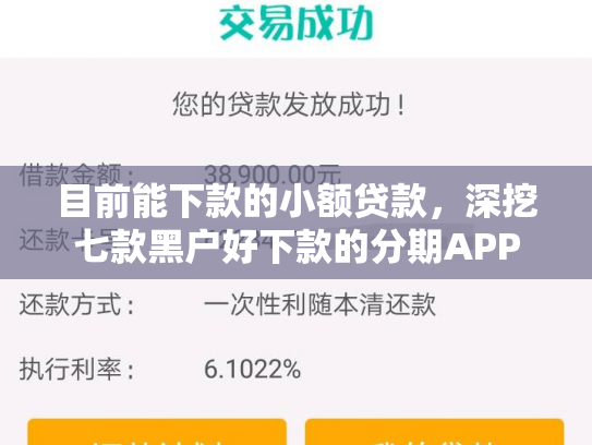 目前能下款的小额贷款，深挖七款黑户好下款的分期APP