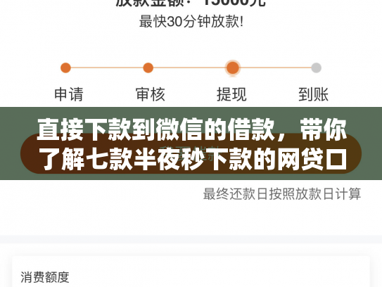 直接下款到微信的借款，带你了解七款半夜秒下款的网贷口子