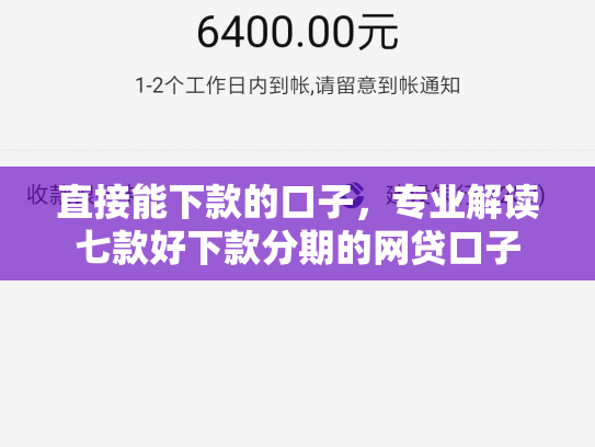 直接能下款的口子，专业解读七款好下款分期的网贷口子