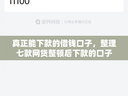 真正能下款的借钱口子，整理七款网贷整顿后下款的口子