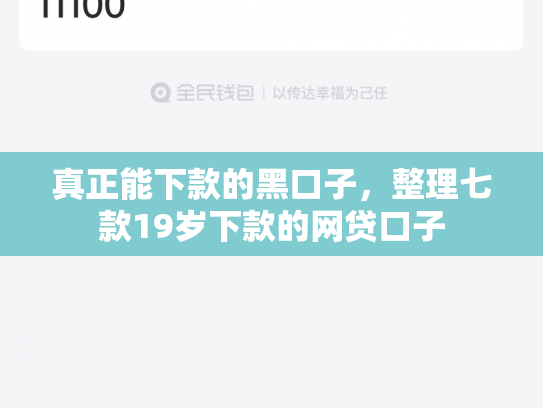真正能下款的黑口子，整理七款19岁下款的网贷口子