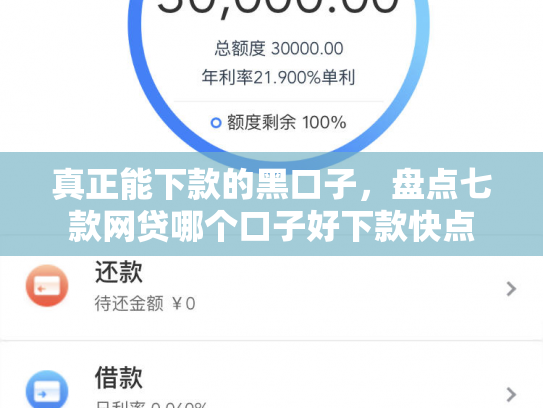真正能下款的黑口子，盘点七款网贷哪个口子好下款快点