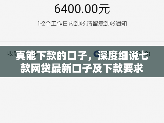 真能下款的口子，深度细说七款网贷最新口子及下款要求