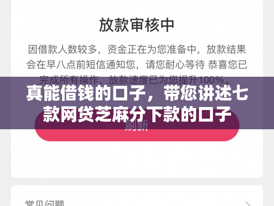 真能借钱的口子，带您讲述七款网贷芝麻分下款的口子