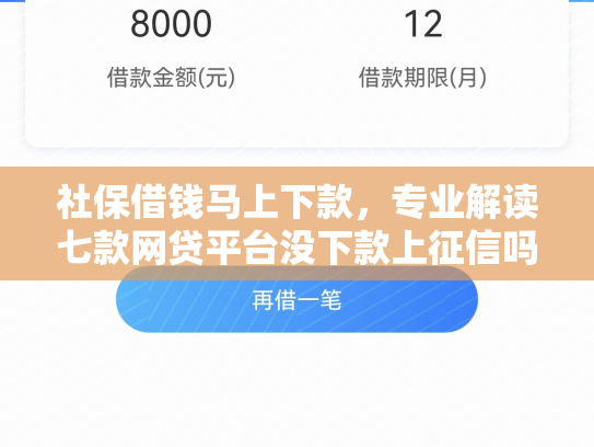 社保借钱马上下款，专业解读七款网贷平台没下款上征信吗
