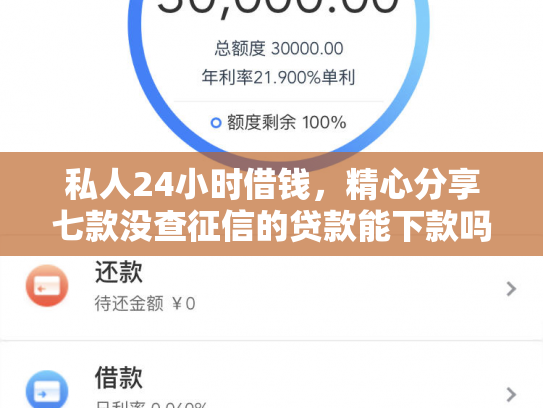 私人24小时借钱，精心分享七款没查征信的贷款能下款吗