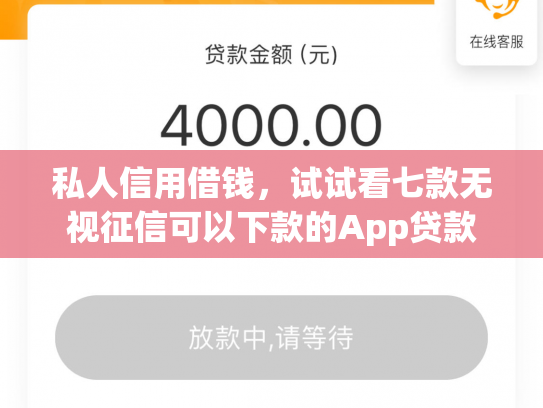 私人信用借钱，试试看七款无视征信可以下款的App贷款