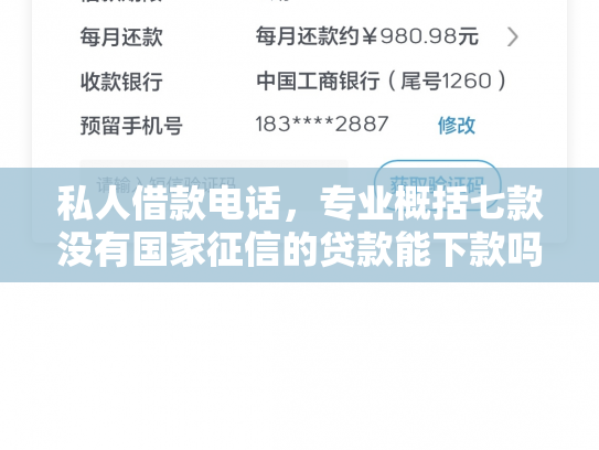 私人借款电话，专业概括七款没有国家征信的贷款能下款吗