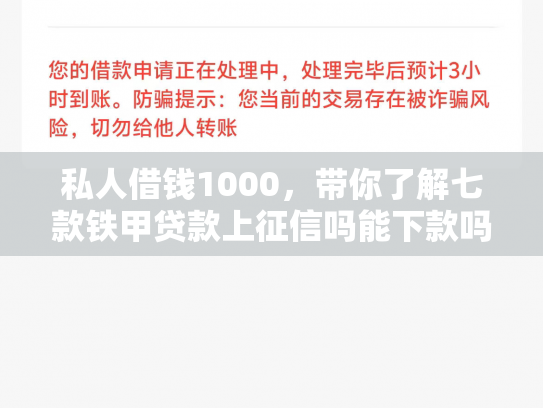 私人借钱1000，带你了解七款铁甲贷款上征信吗能下款吗