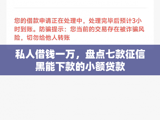 私人借钱一万，盘点七款征信黑能下款的小额贷款