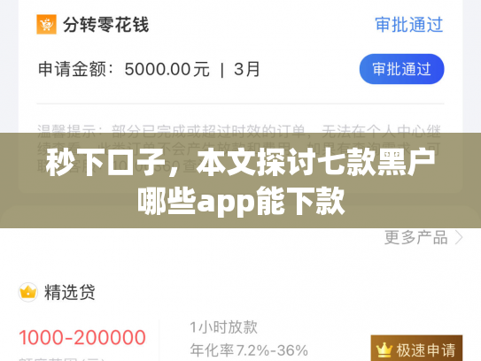 秒下口子，本文探讨七款黑户哪些app能下款